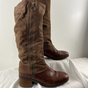 Fly London Brown Suede & Leather Knee-High Boots